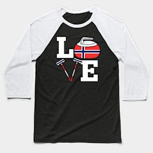 Norway Curling Broom Winter ice Sport Norwegian Flag Baseball T-Shirt